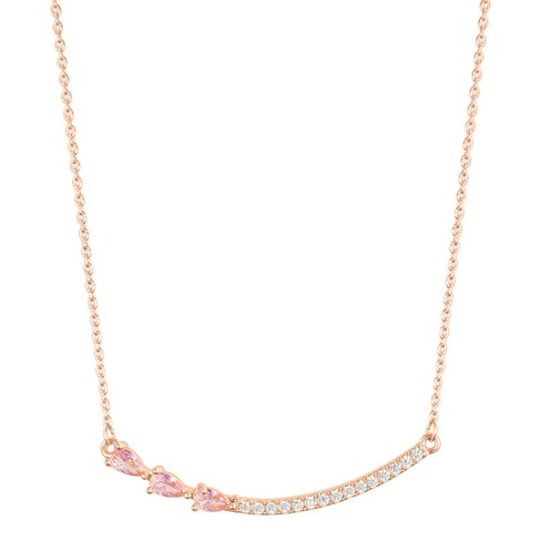 Adornia 14k Rose Gold Plated Curved Bar Pear Necklace - image 1 of 3