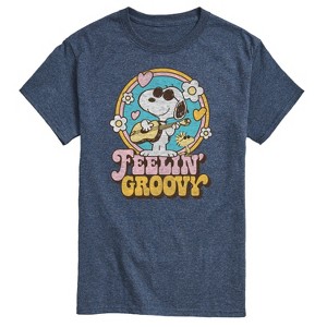 Men's - Peanuts - Feelin Groovy Snoopy And Woodstock Short Sleeve Graphic T-Shirt - 1 of 4