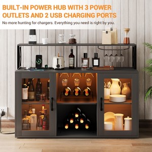 Freestanding Liquor Cabinet, Wine Bar Cabinet Coffee Bar Buffet Sideboard Storage with Wine Rack Glass Holder for Living Room, Dining Room - 1 of 4