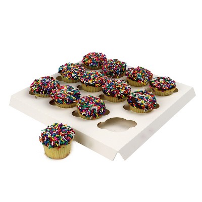 O'Creme White Cardboard Insert for Mini Cupcakes, 12 Cavities, 10" x 10" - Pack of 100