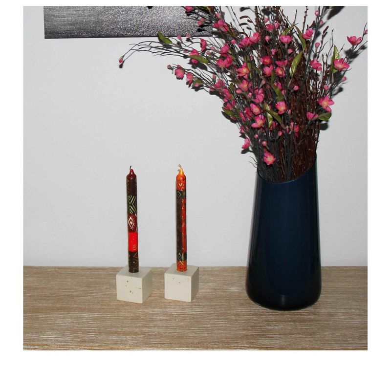 Global Crafts Unscented Hand-Painted Dinner Candles, Set of 2, 3 of 4