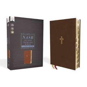 Nasb, Thinline Bible, Large Print, Leathersoft, Brown, Red Letter Edition, 1995 Text, Thumb Indexed, Comfort Print - by  Zondervan (Leather Bound) - 1 of 1
