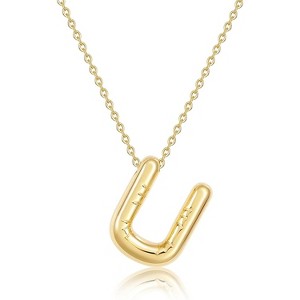 Bubble Initial Necklace Gold Plated Balloon Charm Birthday Gift - 1 of 4