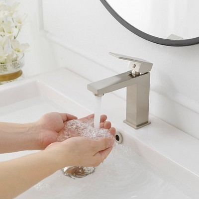 Brushed Nickel Single Handle Modern Bathroom Faucet