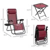 Zero Gravity Chair Set with Side Table, Folding Reclining Chair with Cupholders & Pillows, Adjustable Lounge Chairs for Pool, Lawn, Beach - 3 of 4