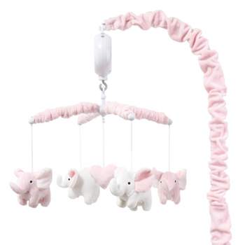 The Peanutshell Pink Elephant Musical Baby Crib Mobile for Girls