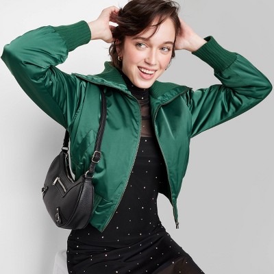 Olive Green Satin Bomber Jacket | Womens | X-Large (Available in XS, S, M, L) | Lulus