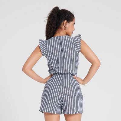 Women's Cap Sleeve Tie-Front Romper - Universal Thread' - image 2