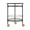 Christopher Knight Home Vincent Modern Round Bar Cart with Tempered Glass Shelves and 4 Casters - 4 of 4