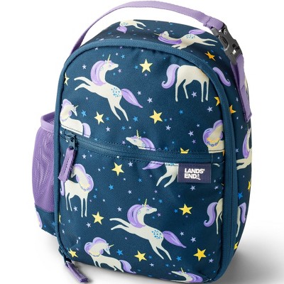 Lands' End Kids Insulated EZ Wipe Printed Lunch Box - - Light Blue Space  Unicorns