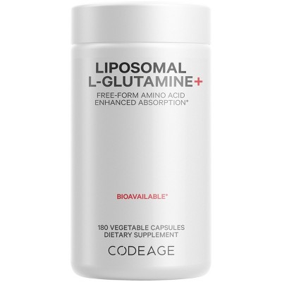 Codeage Liposomal L-Glutamine 1000mg Supplement, Free-Form Glutamine Formula, 3-Month Supply, 180 ct