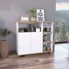 GlasFlength Kitchen Carts and Islands Rolling Kitchen Table Storage Island Mobile Buffet Server Table for Dining Room, White, 15.75"*39.37"*35.43" - 2 of 4