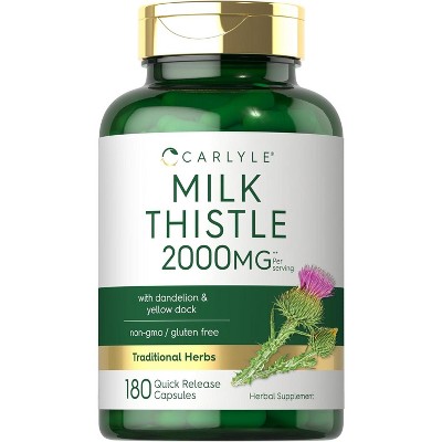 Carlyle Milk Thistle Capsules | 2000mg | with Dandelion and Yellow Dock | 180 Count