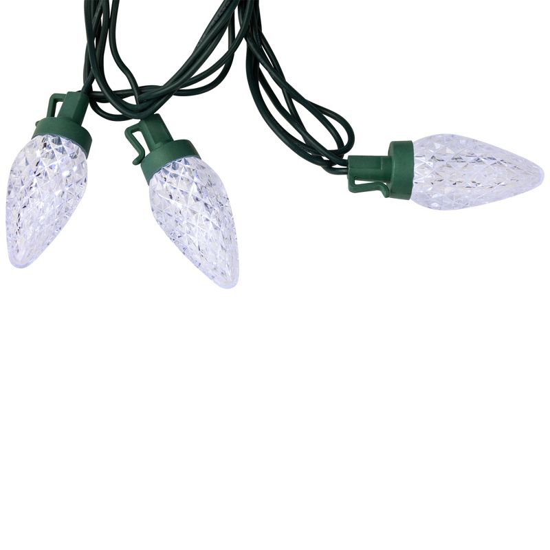 Northlight 100ct Pure White Faceted LED C9 Christmas Lights - 67ft Green Wire, 5 of 7