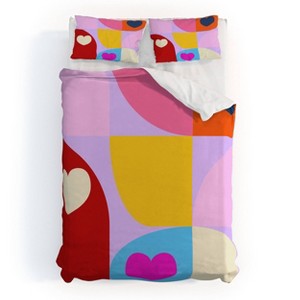 Deny Designs Full/Queen Ana Rut Bre Fine Art Valentines Day Hearts Mid Century Modern Duvet and Sham Set - 1 of 4