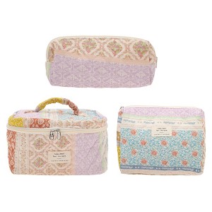 Unique Bargains Bow Handheld Quilting Makeup Bag Set 3 Pcs - 1 of 4