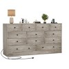 12 Drawer Dresser for Bedroom, Wood Dresser with Power Outlet, Wide Chest of Drawers for Living Room, Hallway, Tall Dressers with Smooth Metal Rail - 2 of 4