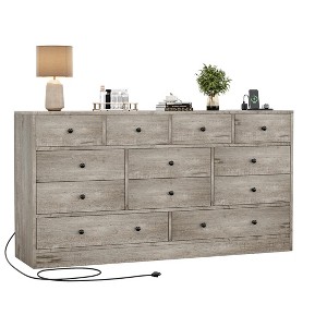 12 Drawer Dresser for Bedroom with Power Outlet, 61 Inch Wooden Storage Cabinet - 1 of 4