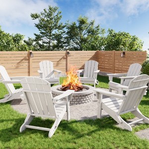 Folding Adirondack Chairs Set of 6 - HDPE Poly Lumber, 380lb Capacity & Weather-Resistant for Patio, Pool - 1 of 4