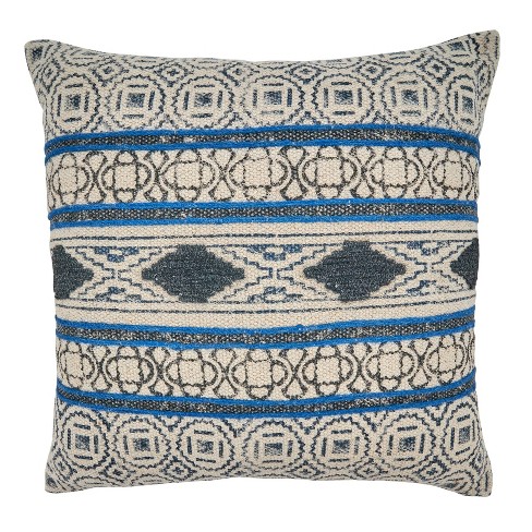 blue page Boho Throw Pillow Covers Black and Cream White Pillow Covers 20x20  Set