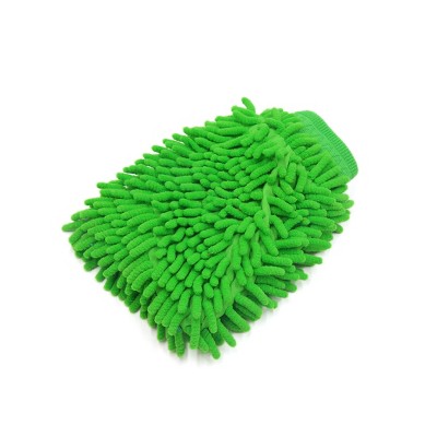 Unique Bargains Car Microfiber Chenille Washing Cleaning Glove Mitten Green 1 Pc
