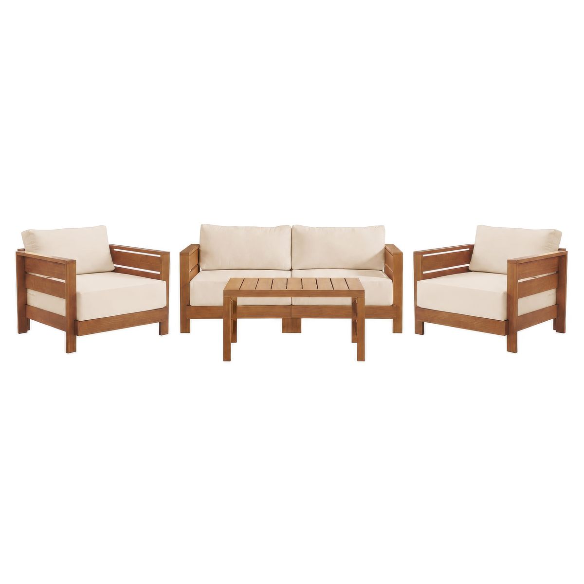 Alaterre Furniture Barton 4 Piece Patio Furniture Set - Weather-Resistant Eucalyptus Wood Outdoor Furniture Set - thumbnail 7