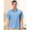 Lars Amadeus Men's Summer Striped Shirts Short Sleeves Button Down Beach Color Block Shirt - 2 of 4