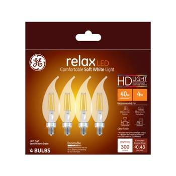 GE 4pk 4W 40W Equivalent Relax LED Decorative HD Light Bulbs Soft White