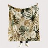 1pc Tropical Leaf and Floral Print Flannel Blanket, Multipurpose Gift Blanket, Office Blanket, Tropical Design, Christmas Gift. - 2 of 4