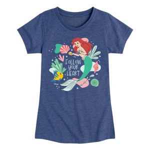 Girls' - Disney Princess - Ariel and Flounder Follow Your Heart Fitted Short Sleeve Graphic T-Shirt - 1 of 4