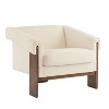 CAVINAS Mid-Century Modern Armchair,PU Leather Accent Chair with Wide Arms,Vintage Style Living Room Chair for Bedroom,Office - 2 of 4