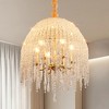 20 Inch 6-Light K9 Crystal Pendant Light with Cascading Crystal Bead Strings and Gold Finish for Living Room,Bedroom,Dining Area (Bulb Not Included) - 4 of 4