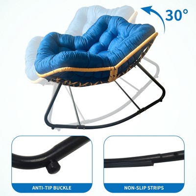 Vynxaria Outdoor Rattan Rocking Chair - Versatile Lounge Chair for Indoor & Outdoor Relaxation