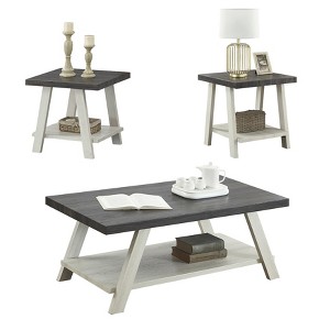Vynxaria Series 3-Piece Multicolor Rectangular Wood Top End Table with Shelf Storage - 1 of 4
