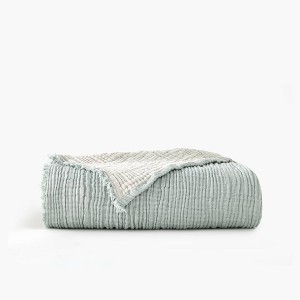 50"x60" Two Toned Organic Throw Blanket Green - Truly Soft: GOTS Certified, Reversible, Lightweight, Non-Woven Cotton - 1 of 3