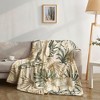 1pc Tropical Leaf and Floral Print Flannel Blanket, Multipurpose Gift Blanket, Office Blanket, Tropical Design, Christmas Gift. - 3 of 4