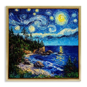 Stupell Industries Acadia National Park Post Impressionist Floating Frame Canvas Art - 1 of 4