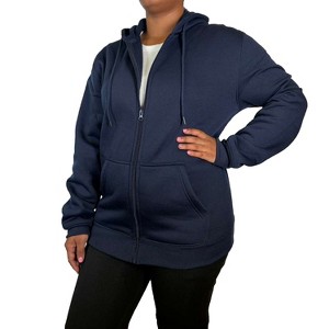Blue Ice Women's Loose Fit  Fleece Lined Full-Zip Hoodie - 1 of 4