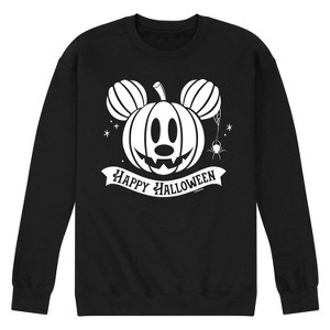 Men's - Disney - Happy Halloween Mickey Pumpkin Head with Spider Graphic Fleece Sweatshirt - 1 of 4