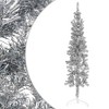 vidaXL Christmas Tree Decoration Slim Artificial Half Xmas Tree with Stand - Silver 70.9" - 3 of 4