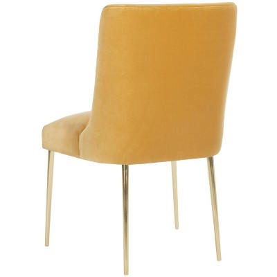 Transitional Mustard Velvet Parsons Dining Chair with Gold Legs