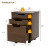 Costway 3 Drawer Rolling File Cabinet w/ Wheels Vertical Printer Stand Walnut - 3 of 4