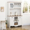 HOMCOM 71" Kitchen Buffet with Hutch, Farmhouse Style Storage Pantry with 2 Drawers, 3 Door Cabinets and 3 Shelves, White - 3 of 4