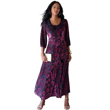 plus size velvet dress with sleeves Royal Blue Mermaid Velvet evening gowns Appliques and Long Dress to impress at any wedding with this gorgeous Plus Size V Cosmic Aura Black Velvet Floral