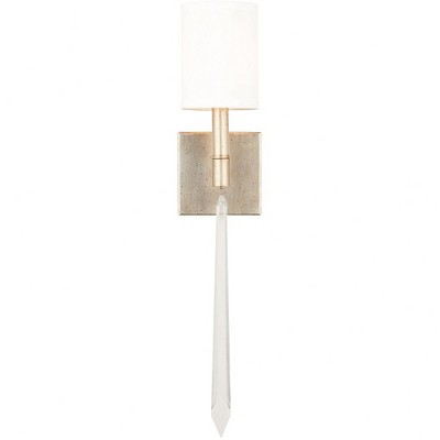 Elegant Winter Gold 1-Light Wall Sconce with White Fabric Shade