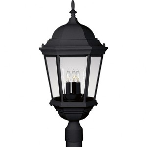 Progress Lighting, Welbourne, 3-Light Post Lantern, Textured Black, Clear Beveled Glass Panels - 1 of 2