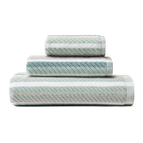Home Cotton, Striped Hand Towel Set 13 X 30 Inches Decorative Lux
