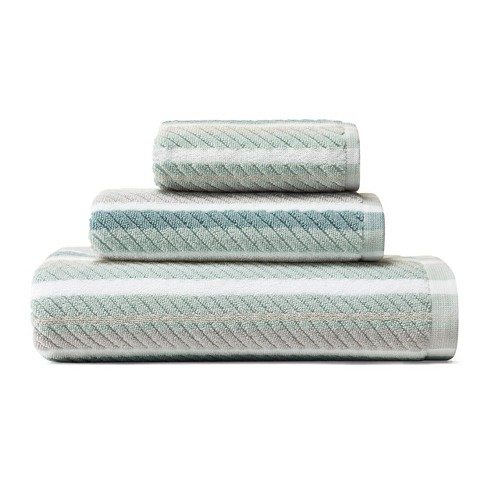 3-PACK New City Chic Cotton Terry Kitchen Towels Turquoise Multi Stripe  16x26