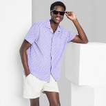 Men's Regular Fit Short Sleeve Button-Down Shirt - Original Use™ Lavender/Checked