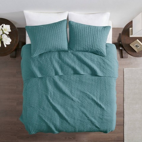 Madison Park 2pc Twin/Twin Extra Long Mitchell Reversible Coverlet Set Navy: Lightweight Bedding with Sham